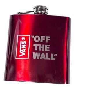 Vans off the Wall Logo Stainless Steel Red Hip Flask 6 oz. New